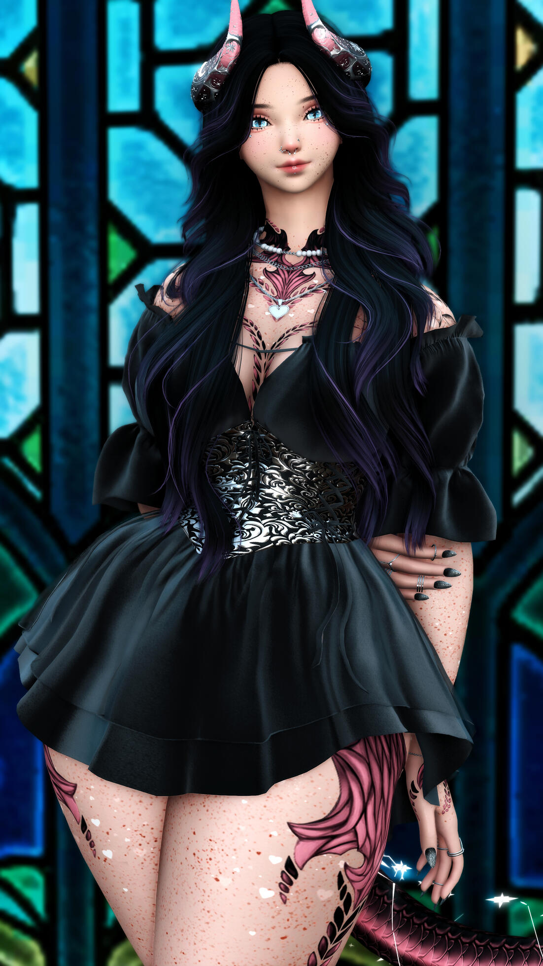 Sylvia takes a selfie with her tomestone while she is sitting on the ground in front of a mirror.